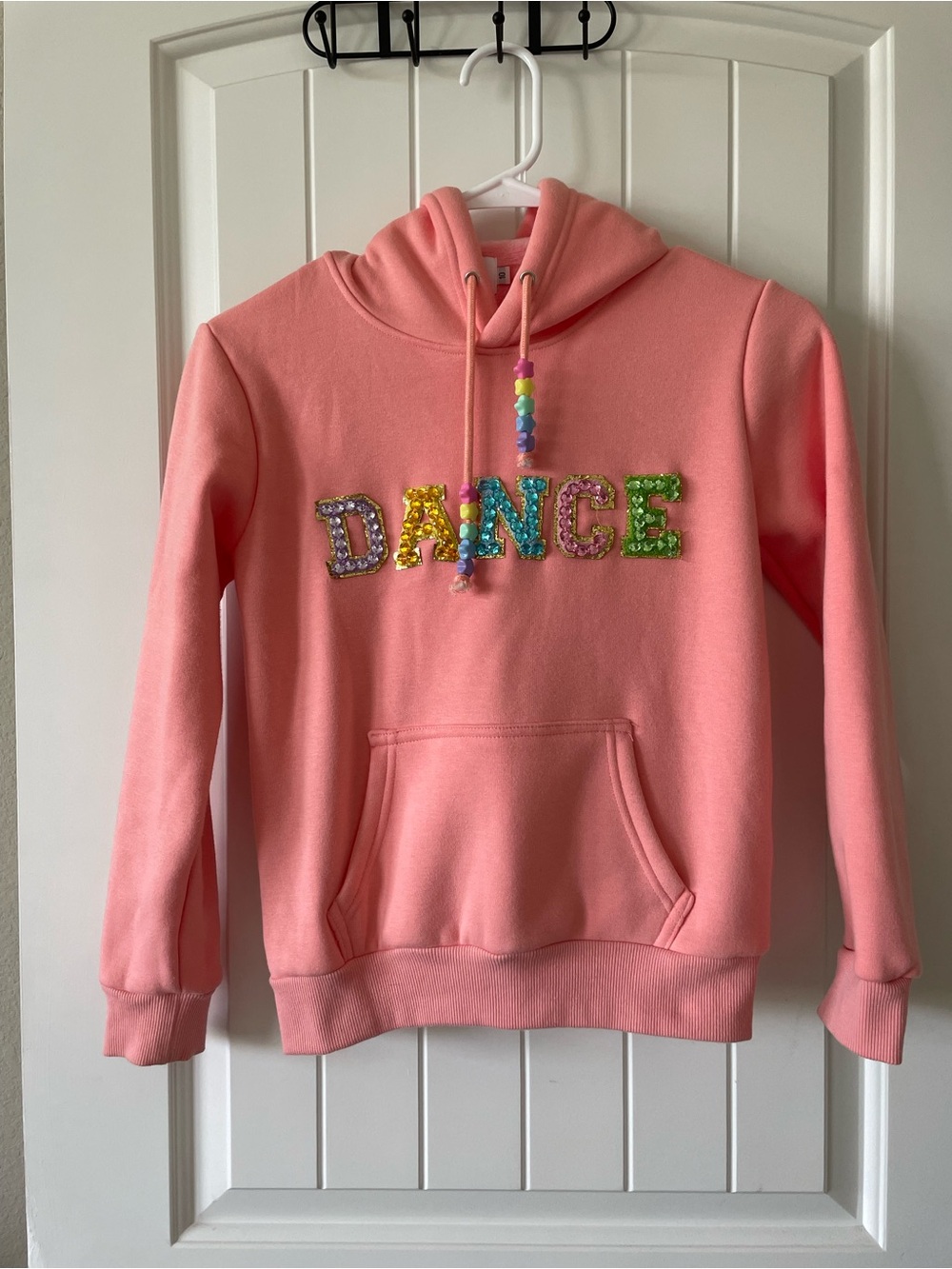 Lola + The Boys Pink Beaded 'DANCE' Hoodie